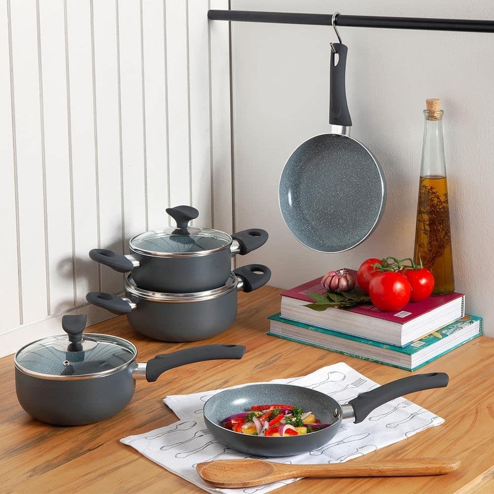 Conjunto 5 Panelas Cerâmica Casa do Chef Tampa de Vidro Cinz... - Image 2