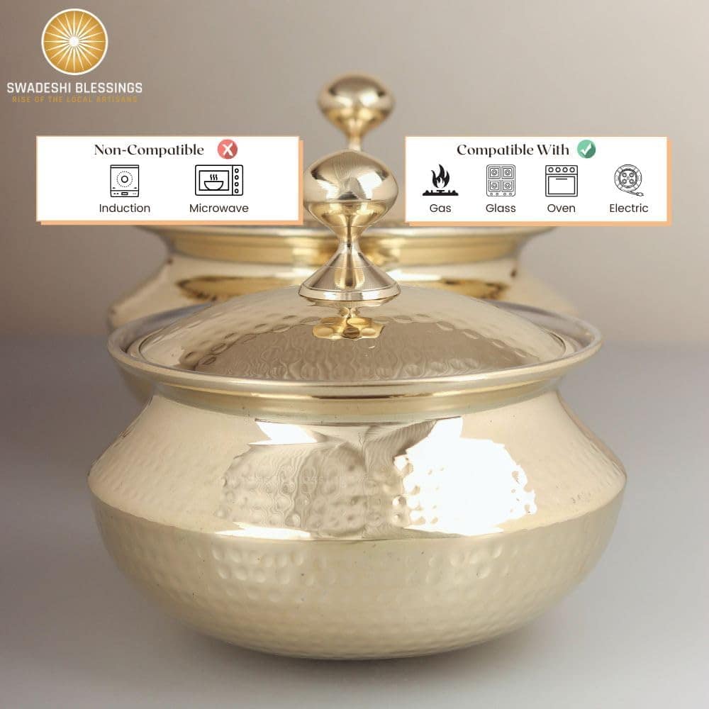 Swadeshi Blessings Panela Handi de latão exclusiva para cozi... - Image 6