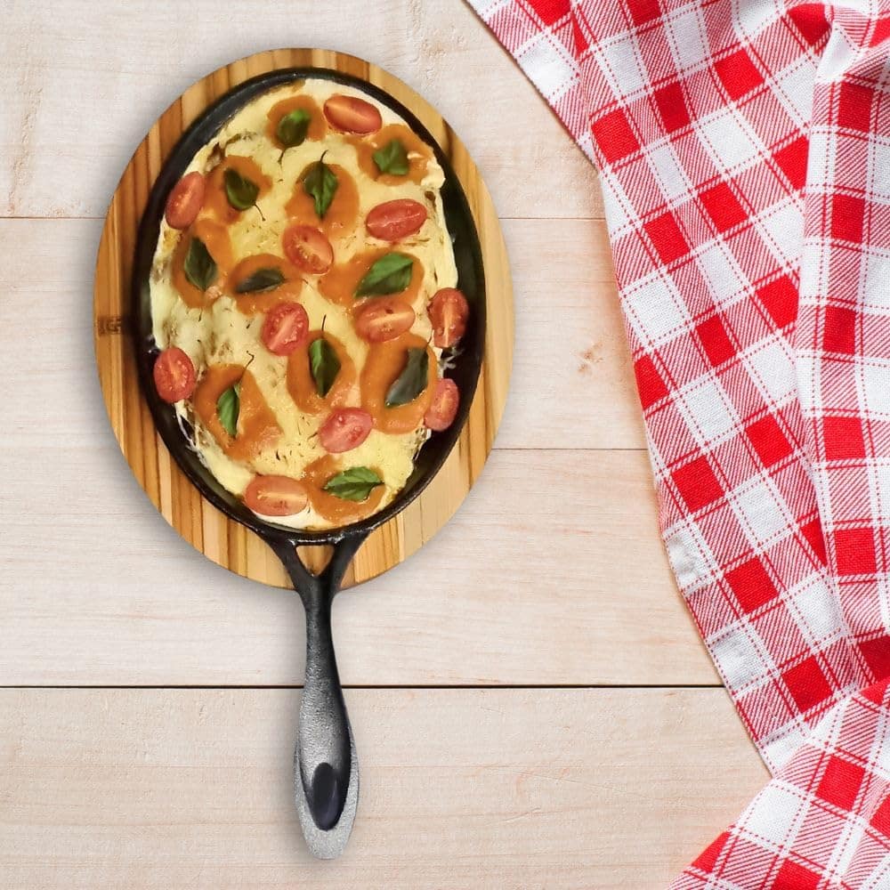 Frigideira Oval De Ferro Fundido Com Suporte De Madeira Para... - Image 5