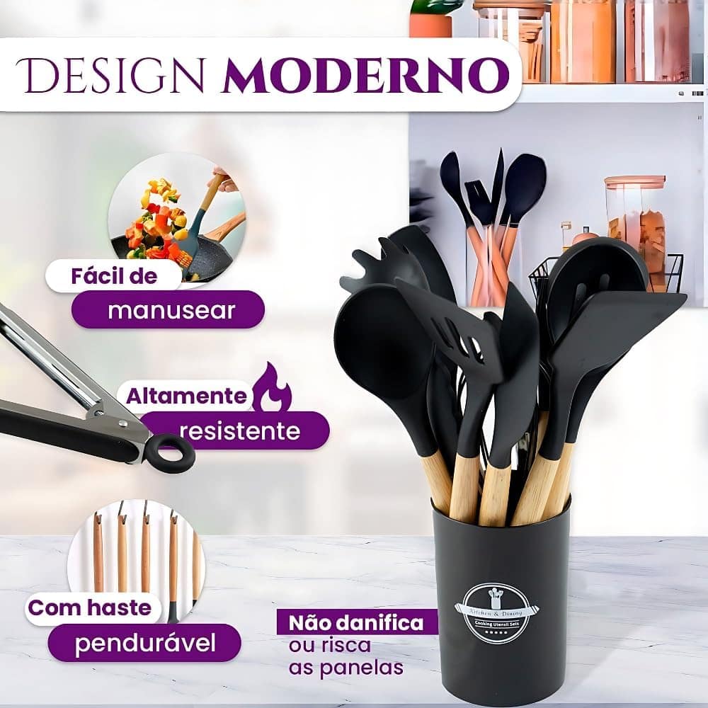 Kit- JOGO De 12 Peças - Utensílios De Cozinha Em Silicone E ... - Image 7