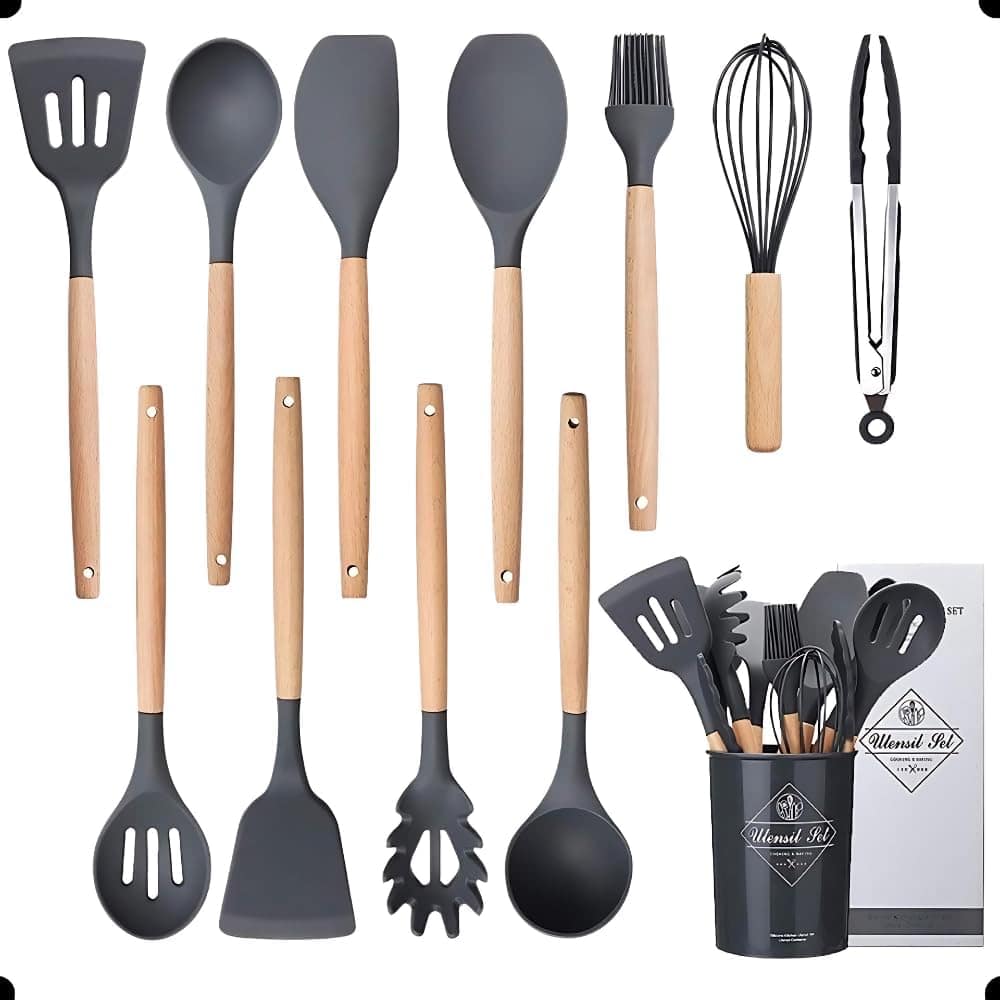 Kit- JOGO De 12 Peças - Utensílios De Cozinha Em Silicone E ...