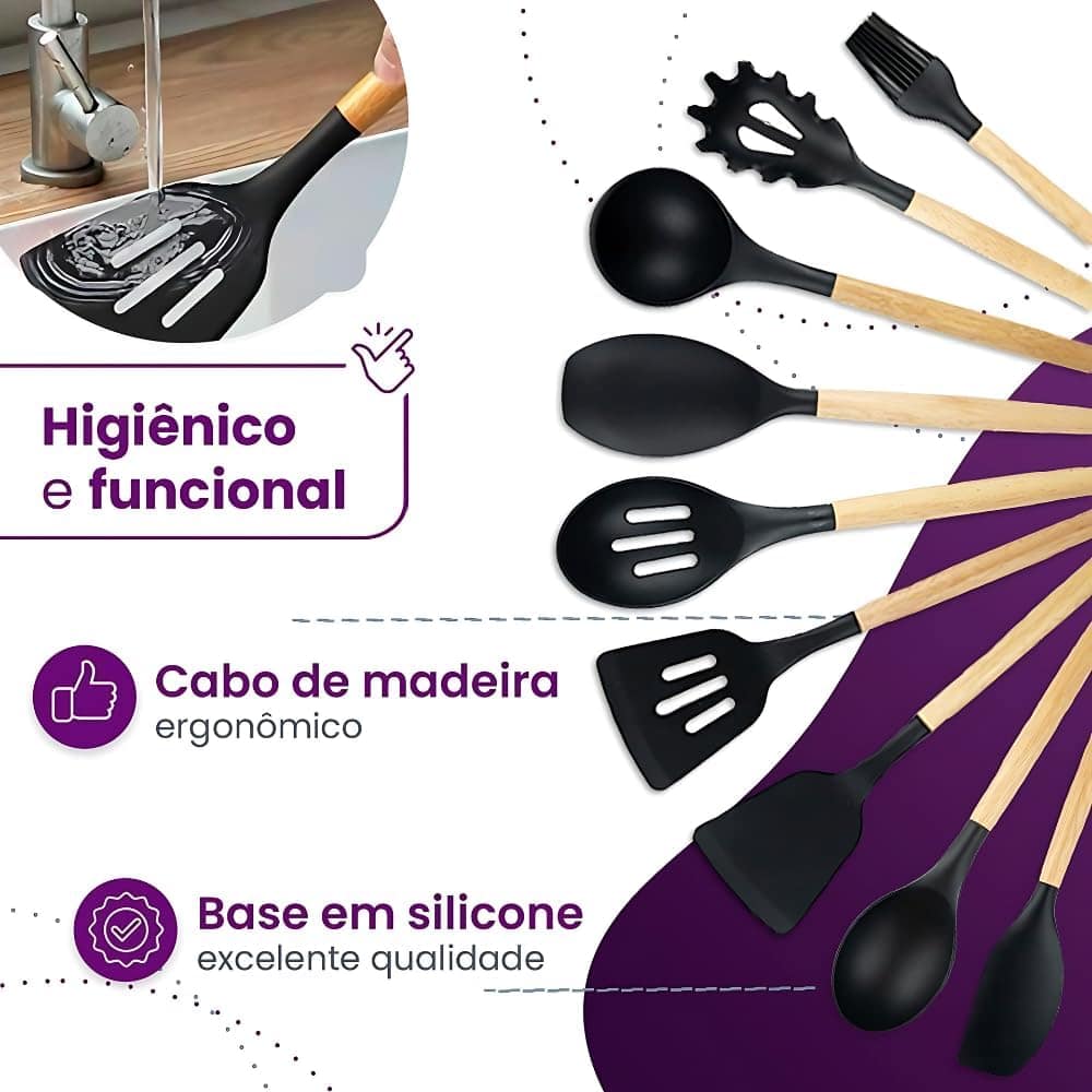 Kit- JOGO De 12 Peças - Utensílios De Cozinha Em Silicone E ... - Image 5
