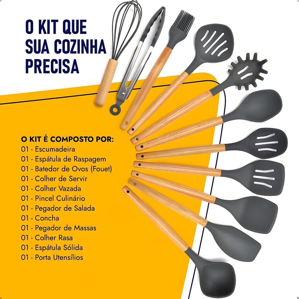 Kit- JOGO De 12 Peças - Utensílios De Cozinha Em Silicone E ... - Image 4