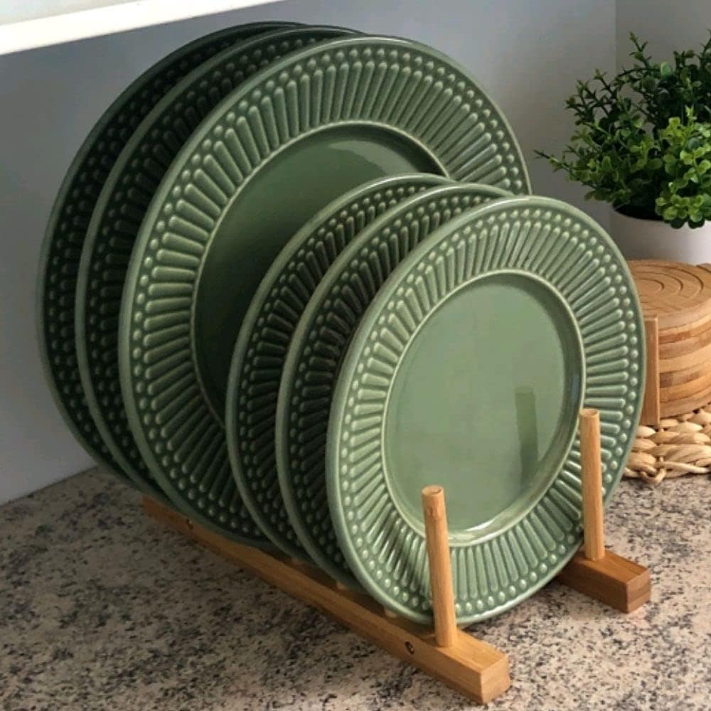 Suporte Display Escorredor Porta 6 Prato Copo Bambu Cozinha - Image 4