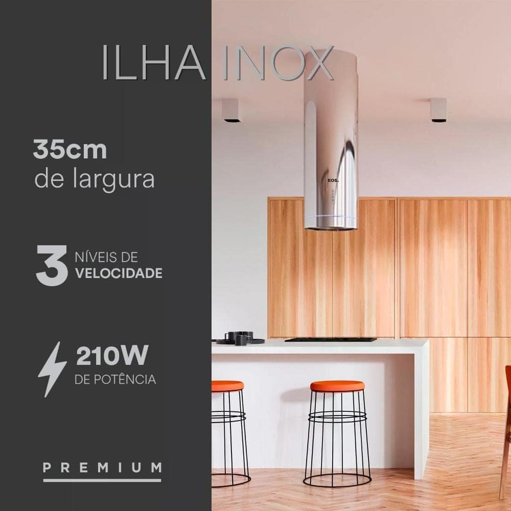 Coifa e Depurador de Ilha Eos 35cm Redonda Eco40ir Inox 220v - Image 4