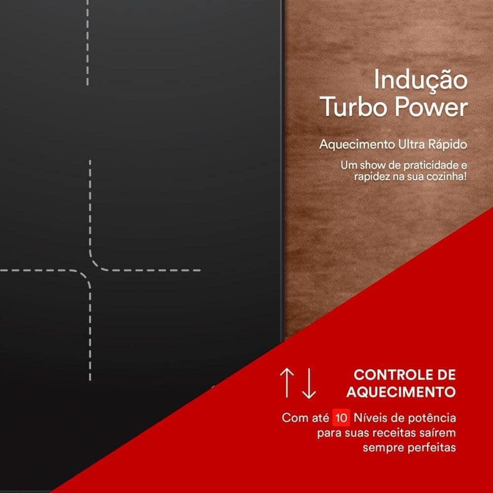 Cooktop de Indução 4 Bocas Eos 7200w Preto Eci04ep2 220v - Image 2