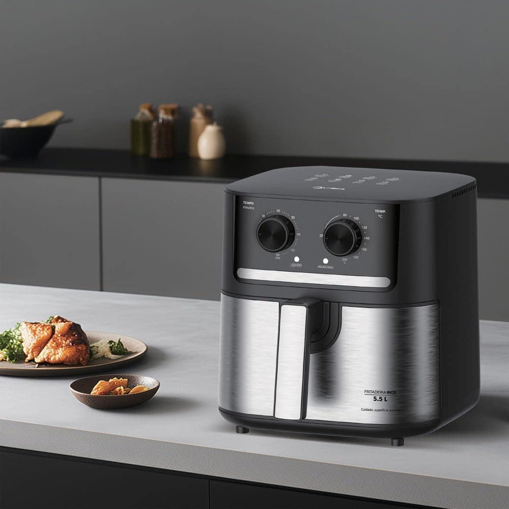 Fritadeira Air Fryer 5,5L Cyclone Preto e Inox Midea | É bom mesmo? Descubra antes de comprar - Image 3