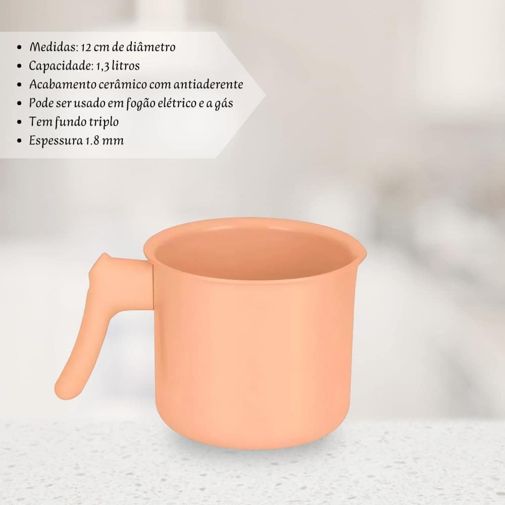 Leiteira Canecão Fervedor Sartin 1,3L 12cm Cerâmica Antiader... - Image 3