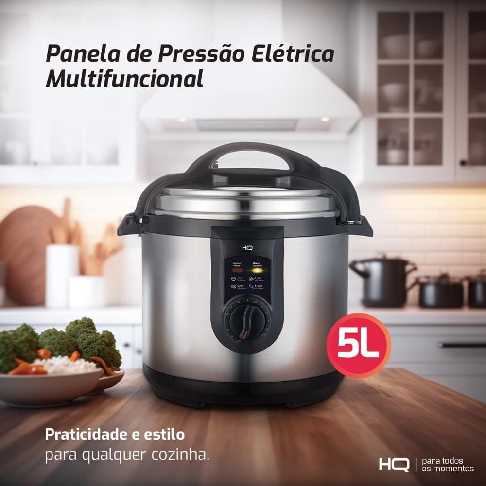 Panela de Pressão Elétrica Multifuncional HQ 5 Litros Inox H... - Image 5
