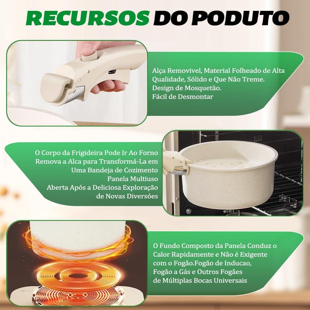 Panela Ceramica 5 Peças, Conjunto de Panelas de Cerâmica Pun... - Image 4