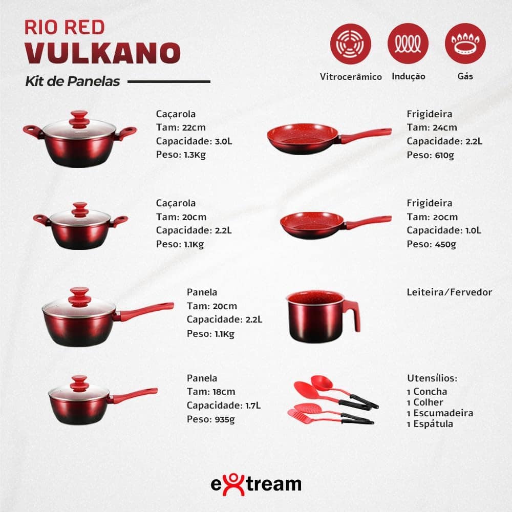 Jogo de Panelas Revestimento Ceramica Indução 11 peças Extre... - Image 7