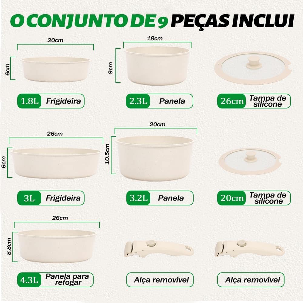 Panela Ceramica 5 Peças, Conjunto de Panelas de Cerâmica Pun... - Image 6