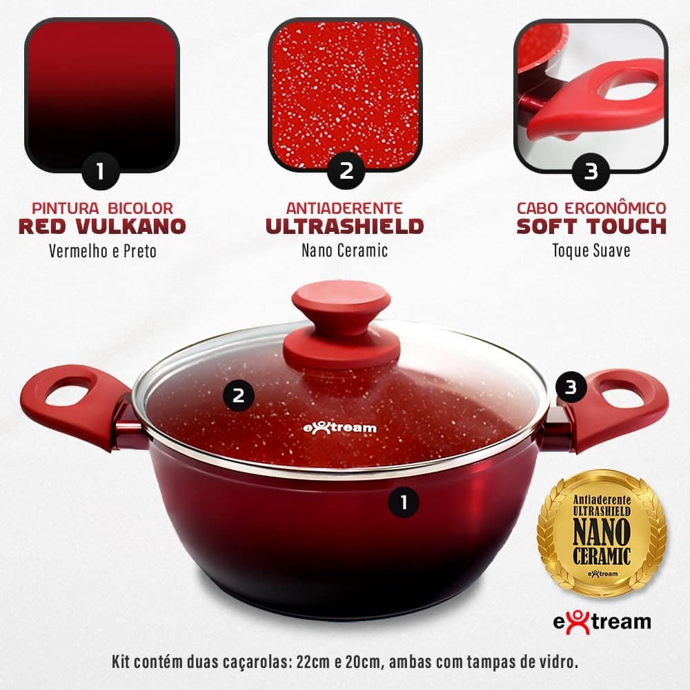 Jogo de Panelas Revestimento Ceramica Indução 11 peças Extre... - Image 2