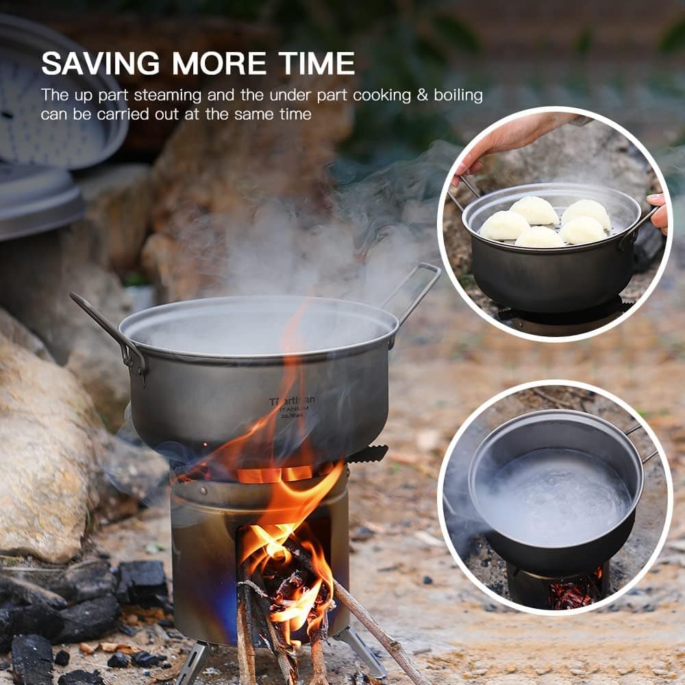 Panela Fumegante,KKcare Conjunto de panela a vapor de titâni... - Image 2