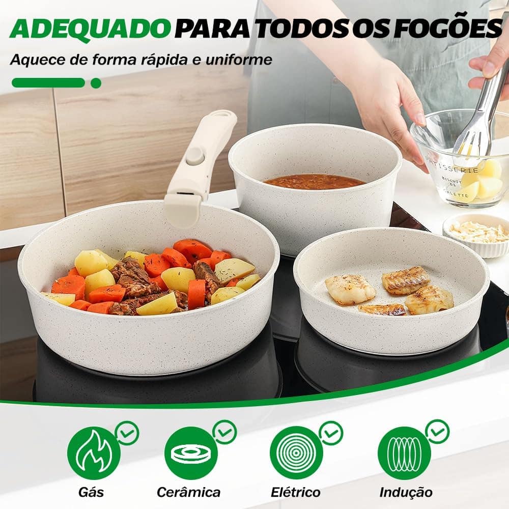 Panela Ceramica 5 Peças, Conjunto de Panelas de Cerâmica Pun... - Image 3