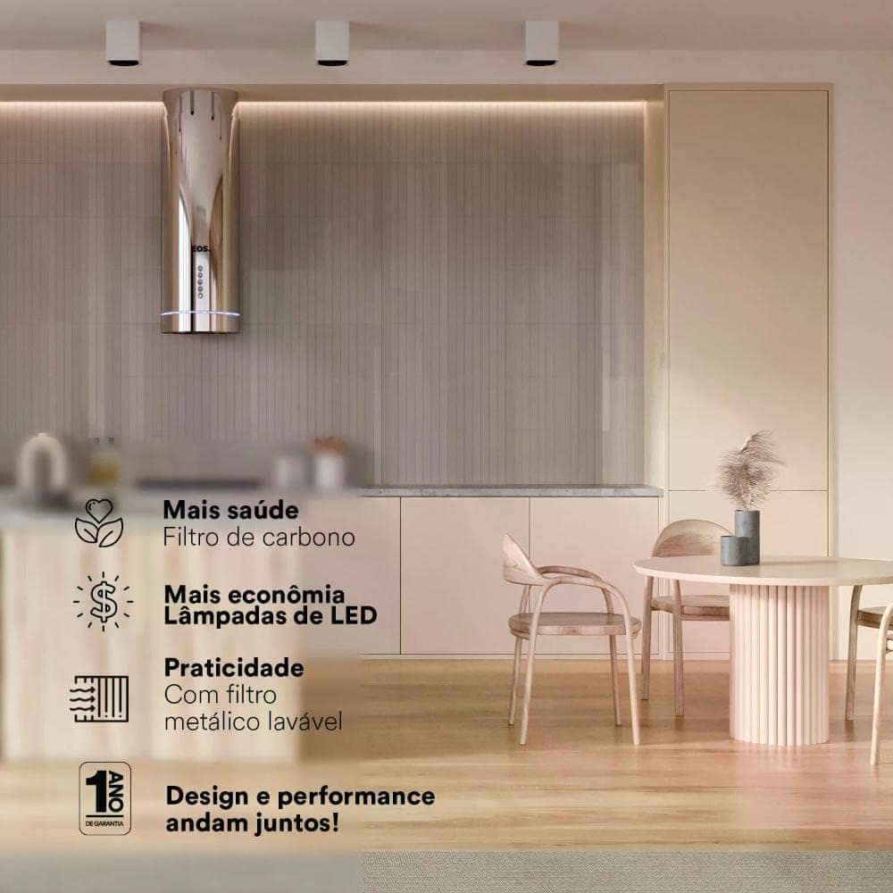 Coifa e Depurador de Ilha Eos 35cm Redonda Eco40ir Inox 110v - Image 2