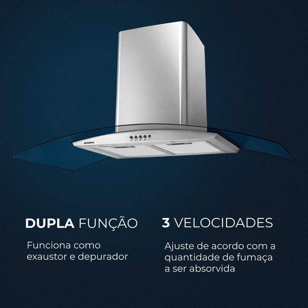 Coifa de Parede Mondial CF90-01 COIFA DE PAREDE-220V-INOX - Image 3