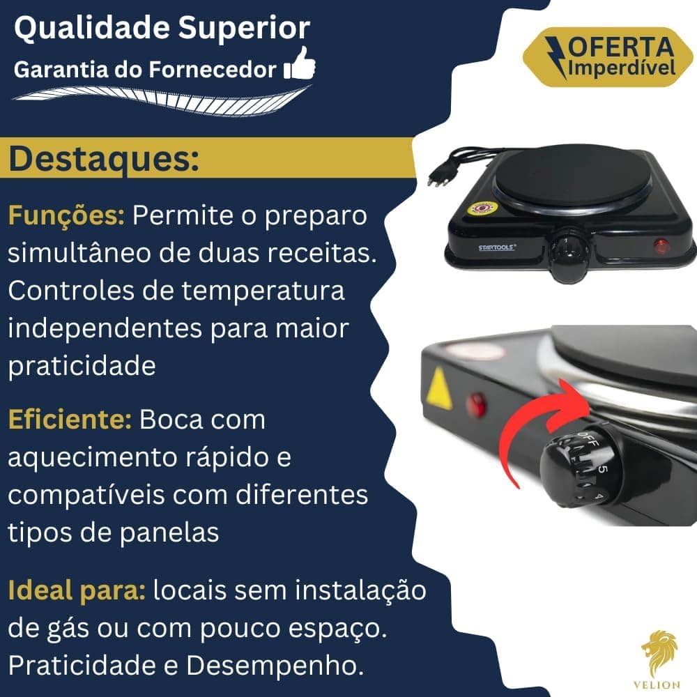 Fogão Cooktop Elétrico Uma Boca Portátil Fogareiro Mesa Camp... - Image 4