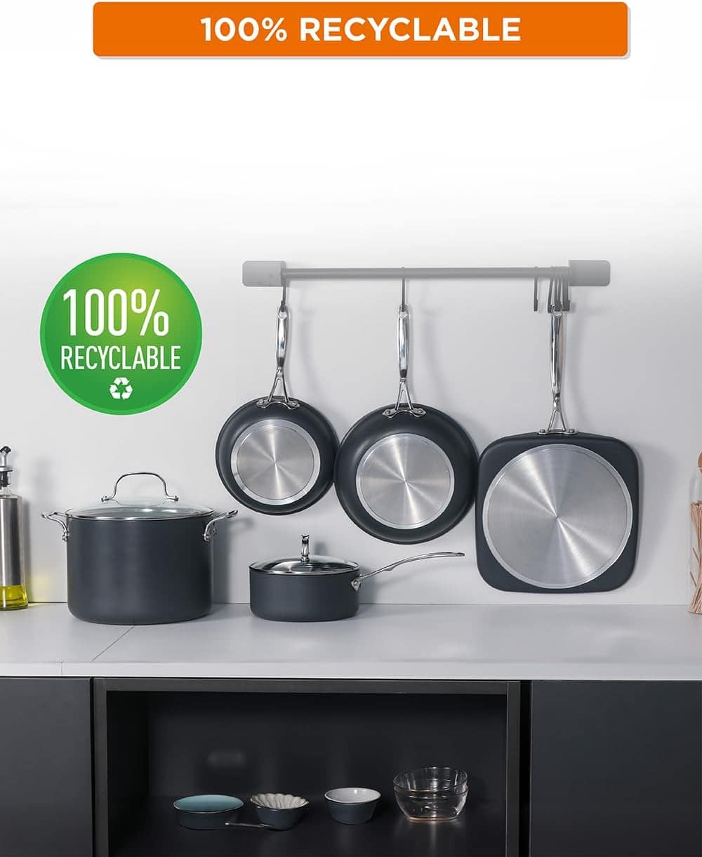 Commercial CHEF Conjunto de Panelas de Alumínio Anodizado Rí... - Image 7