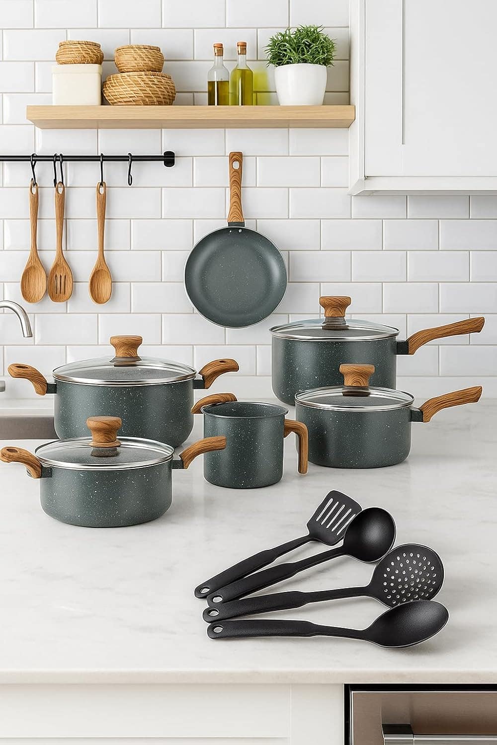 Jogo De Panelas Pratic Cook Granito Indução Mimo Style Cerâm...