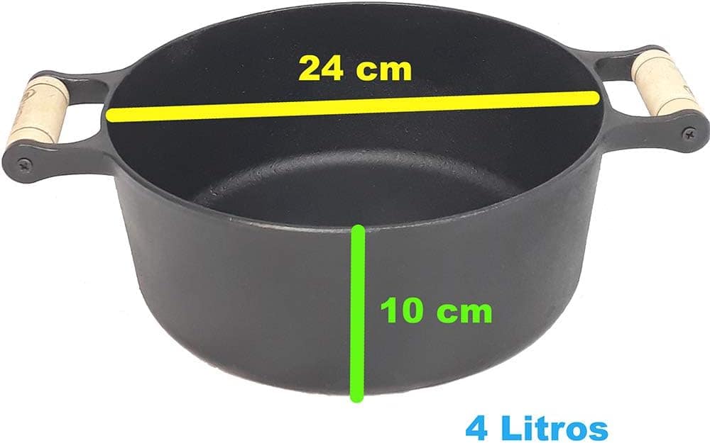 Panela Caçarola De Ferro Fundido e Cabo De Madeira 3,5l Ø 23... - Image 3