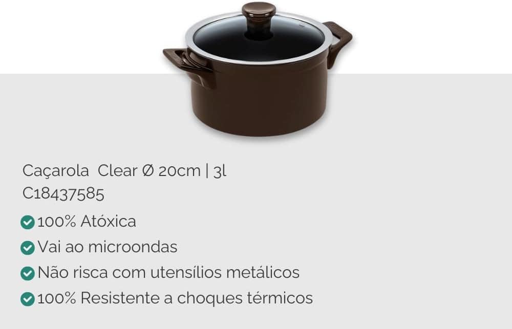 Ceraflame Conjunto Panelas de Cerâmica Clear 5 Peças Chocola... - Image 10