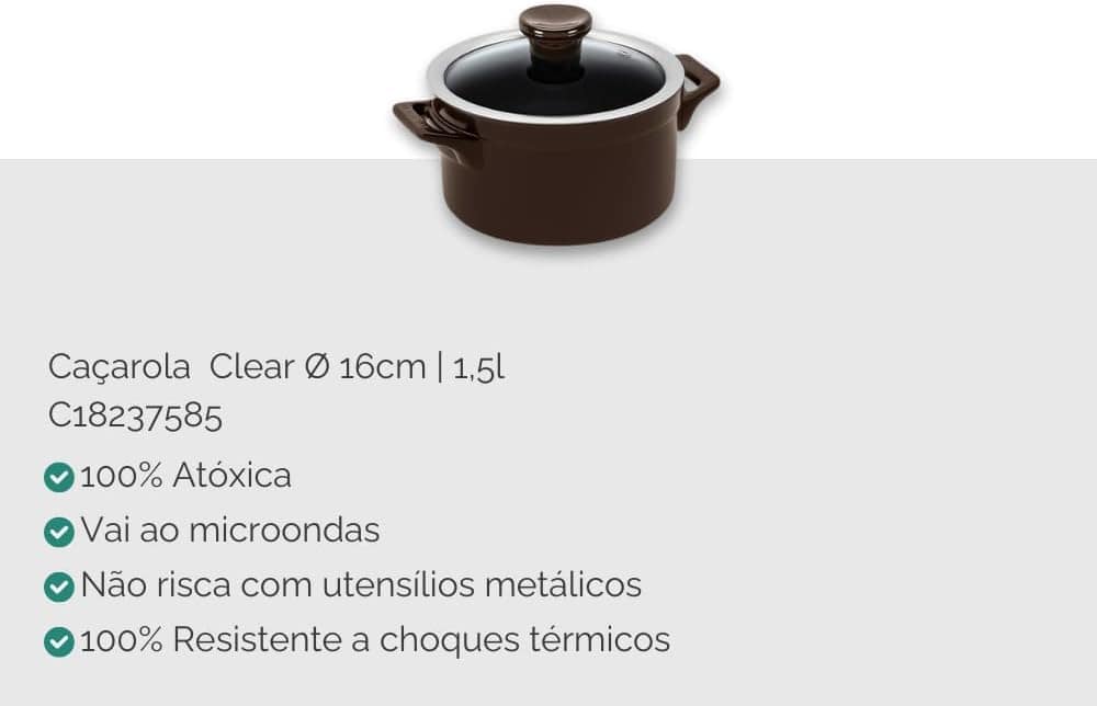 Ceraflame Conjunto Panelas de Cerâmica Clear 5 Peças Chocola... - Image 8