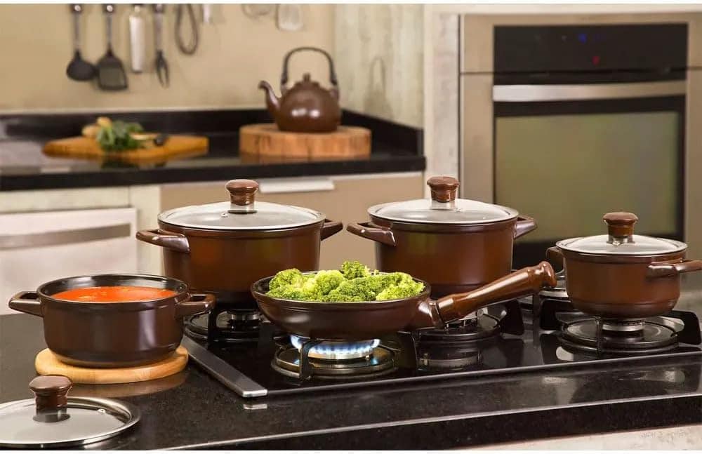 Jogo De Panelas Cerâmica Duo Smart 10 Peças Chocolate Com Re... - Image 5