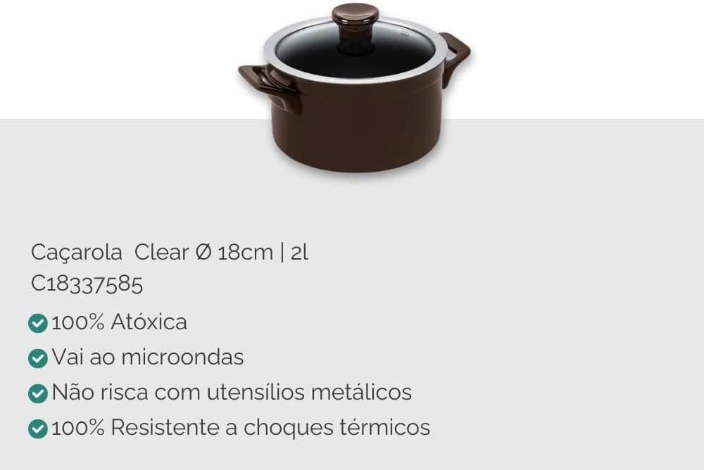 Ceraflame Conjunto Panelas de Cerâmica Clear 5 Peças Chocola... - Image 9