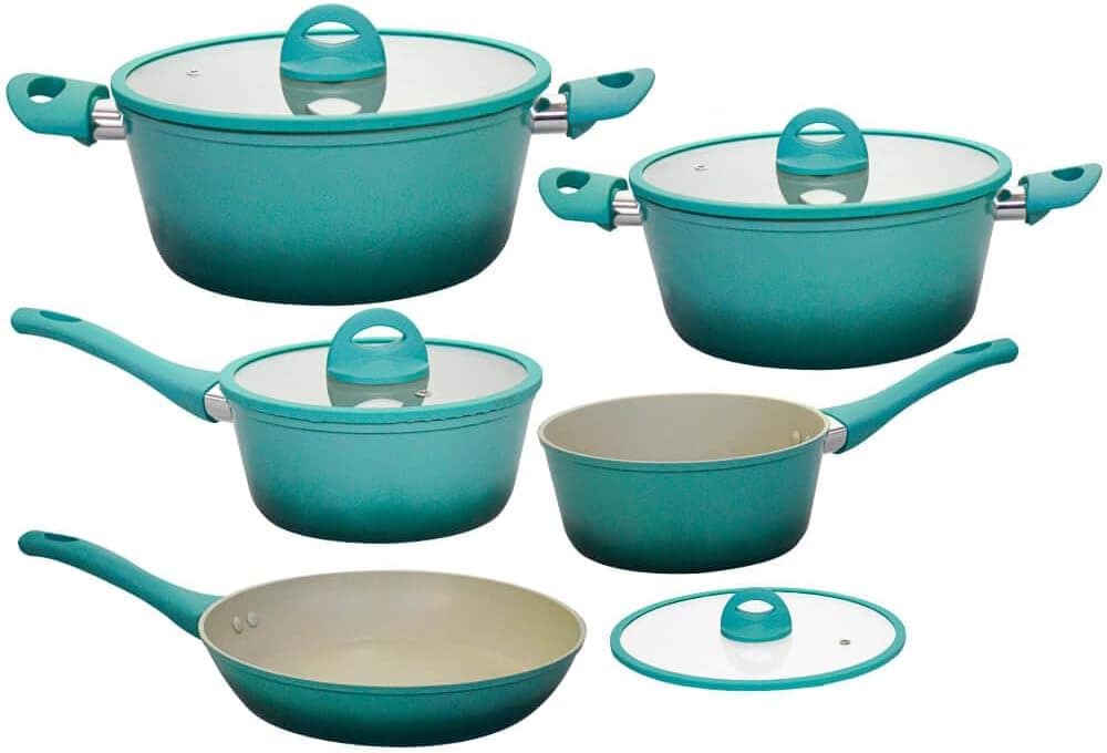 Jogo de Panelas de Indução Antiaderente Cerâmica Miami Verde...