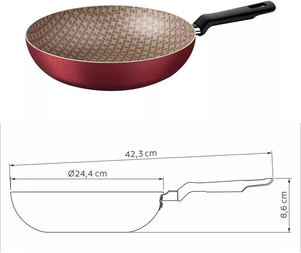 Frigideira Funda Loreto Antiaderente Com Tampa de Vidro Verm... - Image 4