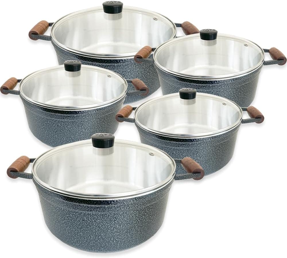 Conjunto de Panelas Caçarolas Cava 5 Peças Craquelado TVT