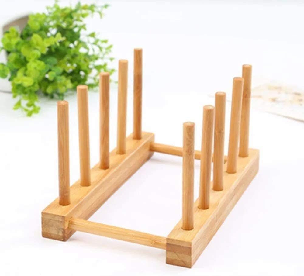 Suporte Display Escorredor Porta 6 Prato Copo Bambu Cozinha - Image 3