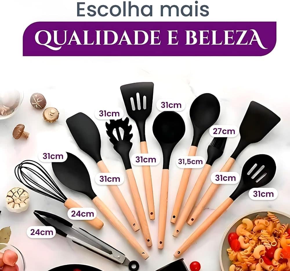 Kit- JOGO De 12 Peças - Utensílios De Cozinha Em Silicone E ... - Image 6