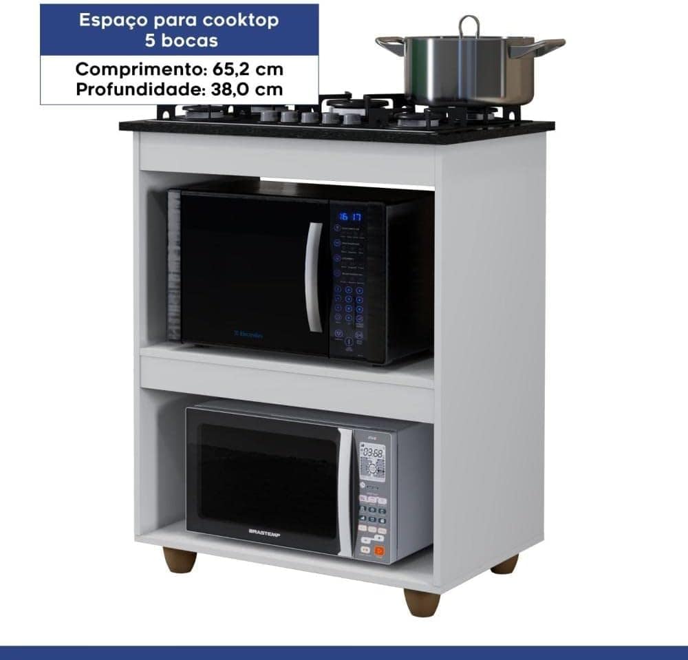 Balcão para Cooktop 5 Bocas 2 Nichos para Forno Turim Kaiki ... - Image 4