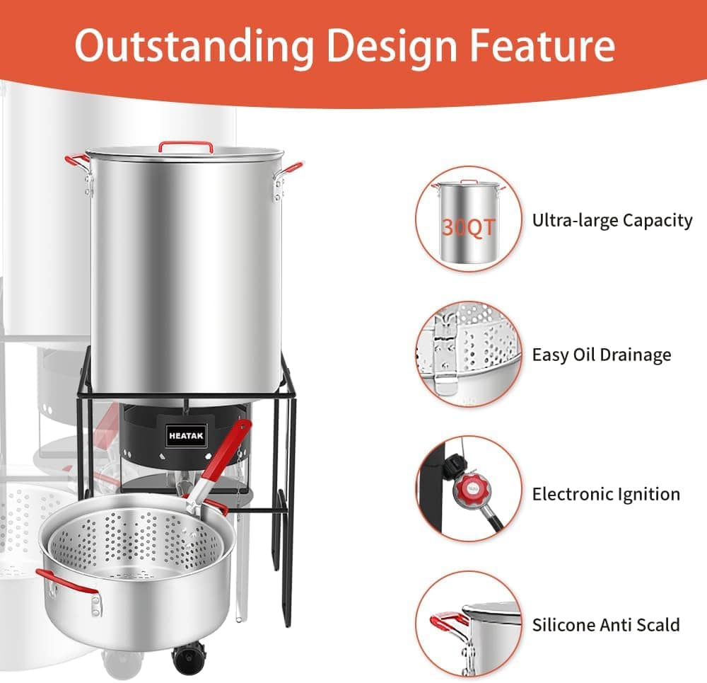 HEATAK Kit combo de fritadeira de peru e fritadeira de peixe... - Image 9