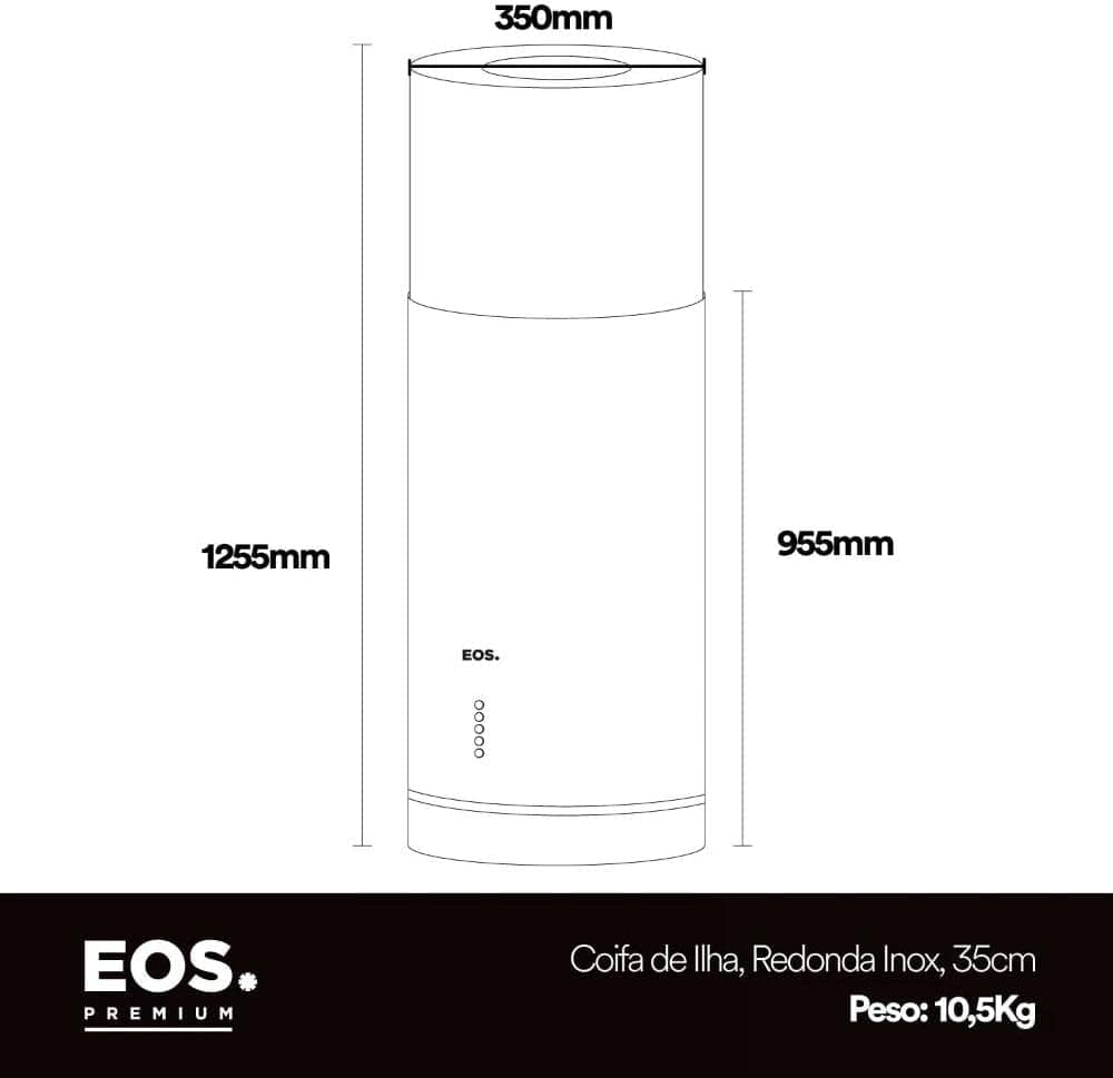 Coifa e Depurador de Ilha Eos 35cm Redonda Eco40ir Inox 110v - Image 3