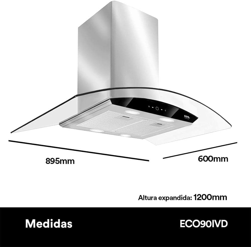 Coifa de Ilha Eos 90cm Eco90ivd Touch Inox com Vidro 220v - Image 5