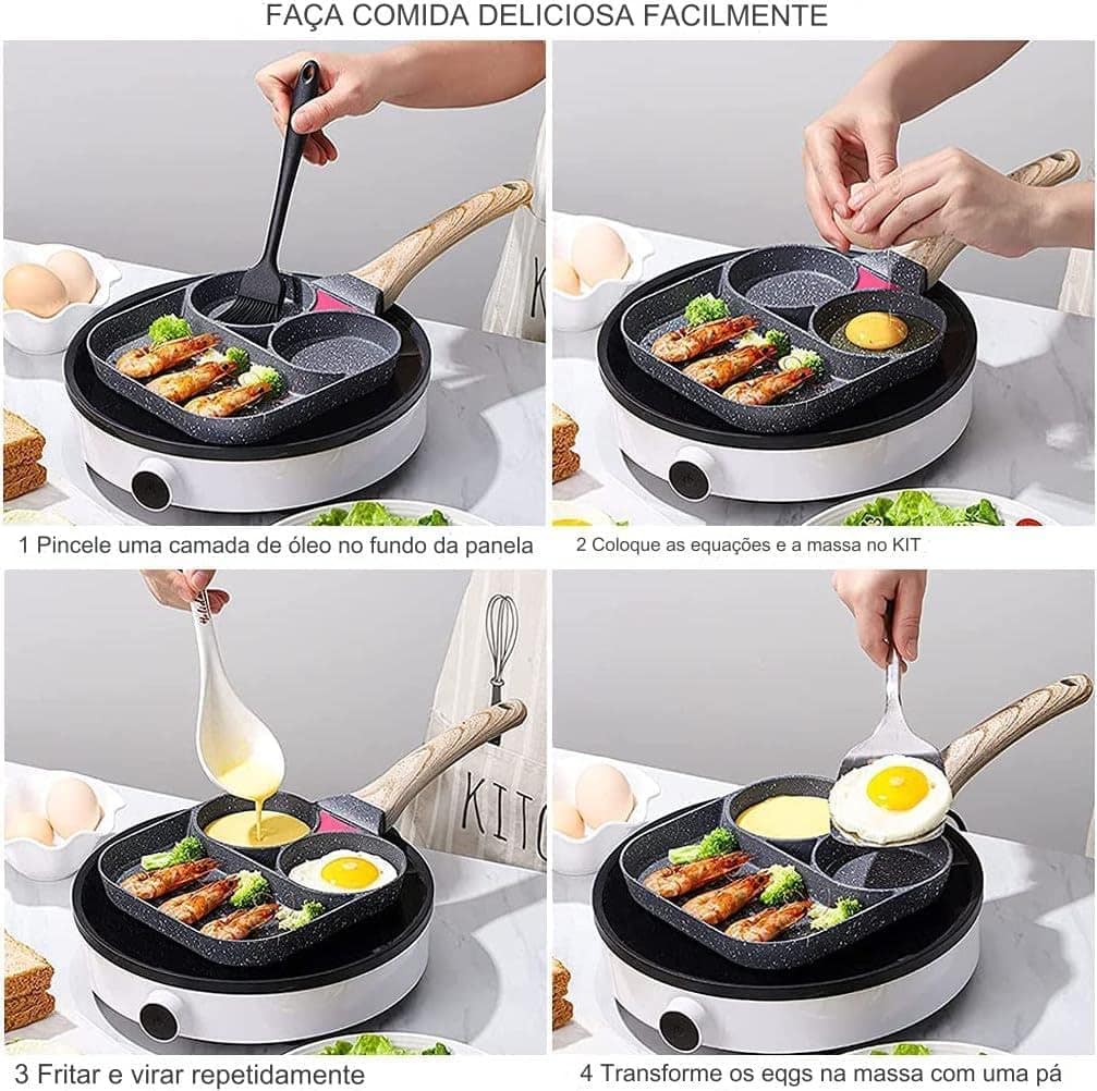 Frigideira 3 Em 1 Antiaderente Multiuso Para Ovos, Omeletes,...