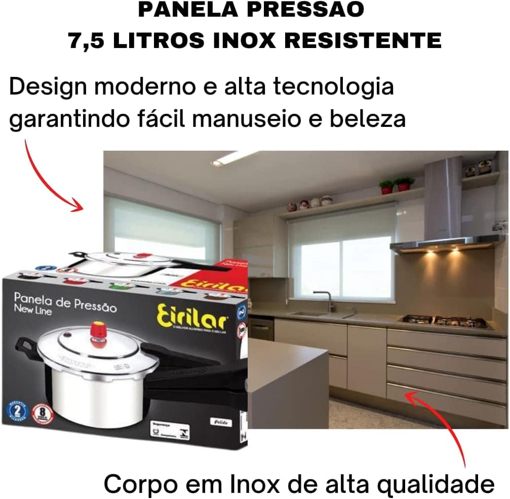Panela Pressao Polida Eirilar Fechamento Externo 7,5l - Image 3