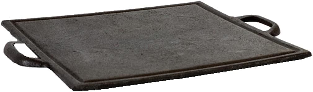 Chapa Bifeteira Lisa de Ferro Fundido Alça de Ferro 30x30cm
