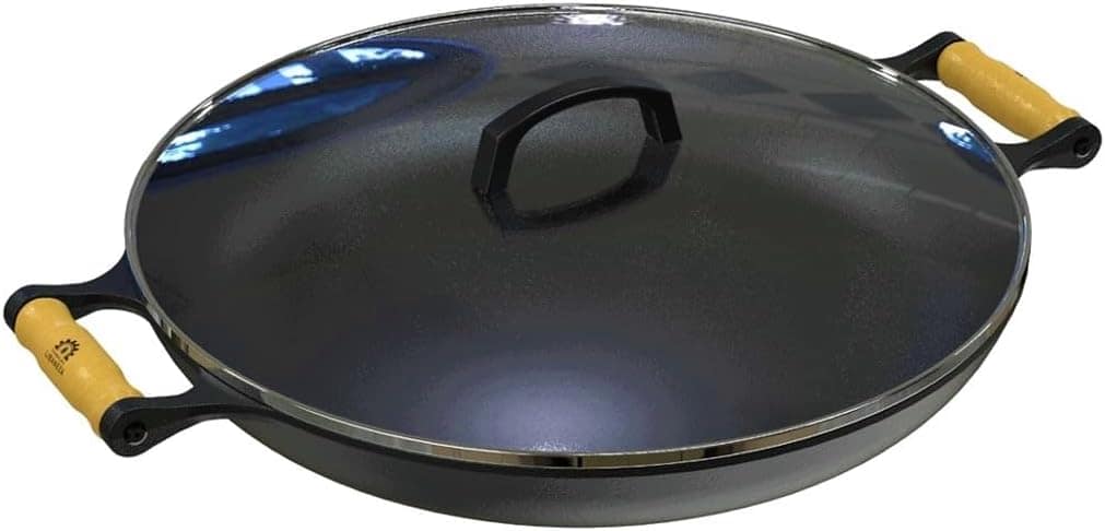 Frigideira Paella de Ferro Fundido Alça Madeira TV 40cm