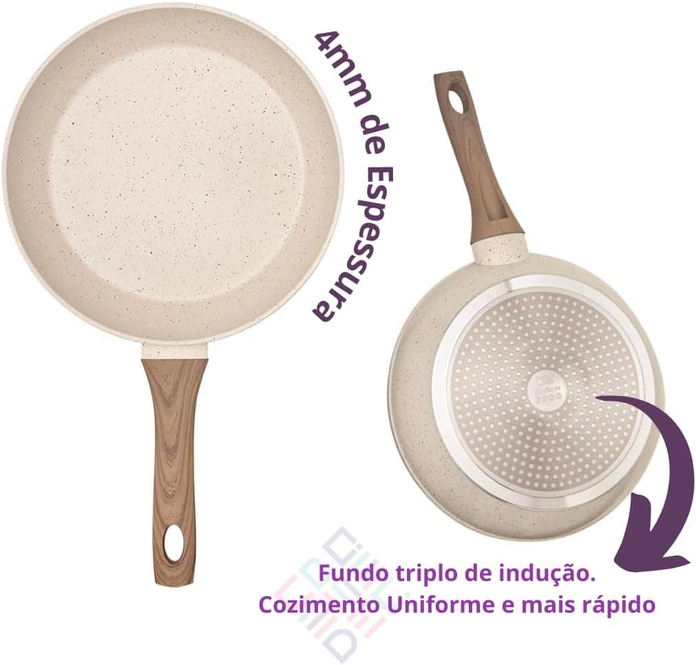 Frigideira Cerâmica Antiaderente Marmol Bege 24cm 4mm Fundo ... - Image 4