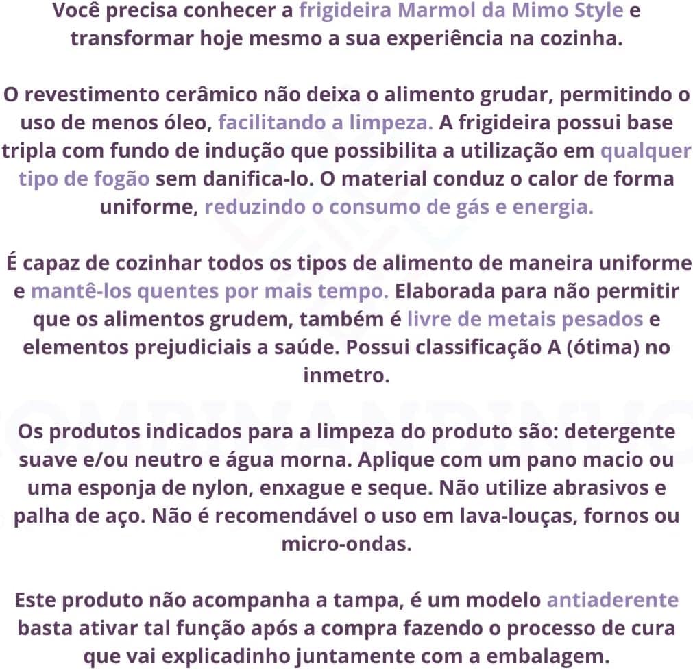Frigideira Cerâmica Antiaderente Marmol Bege 24cm 4mm Fundo ... - Image 7