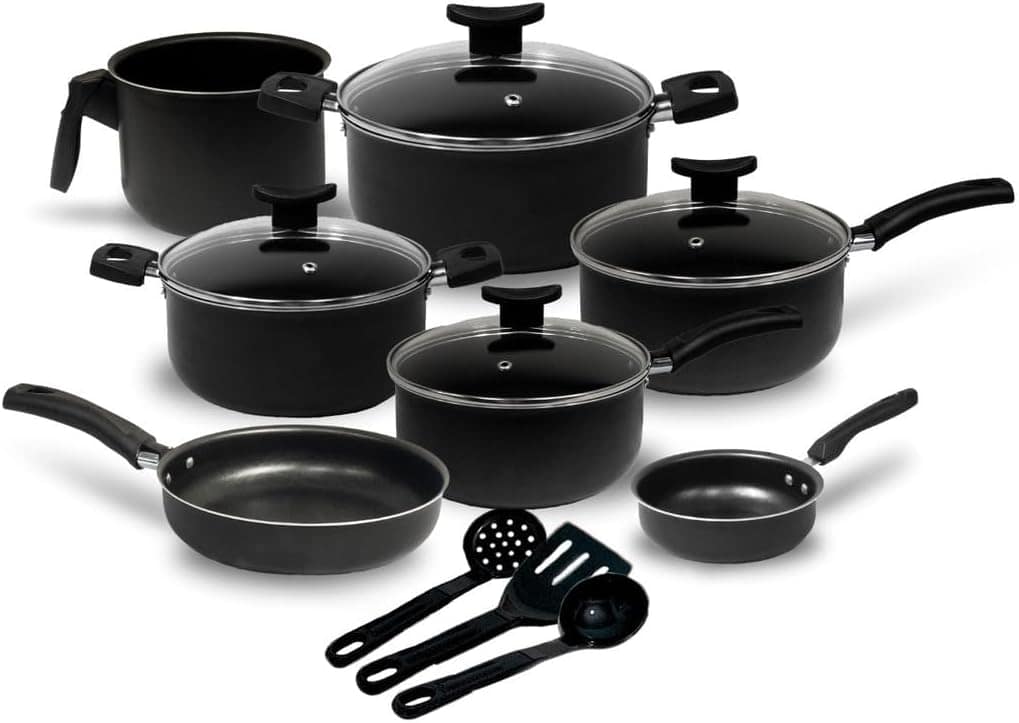 Conjunto de panelas antiaderentes Tampa de vidro com Durável... - Image 2