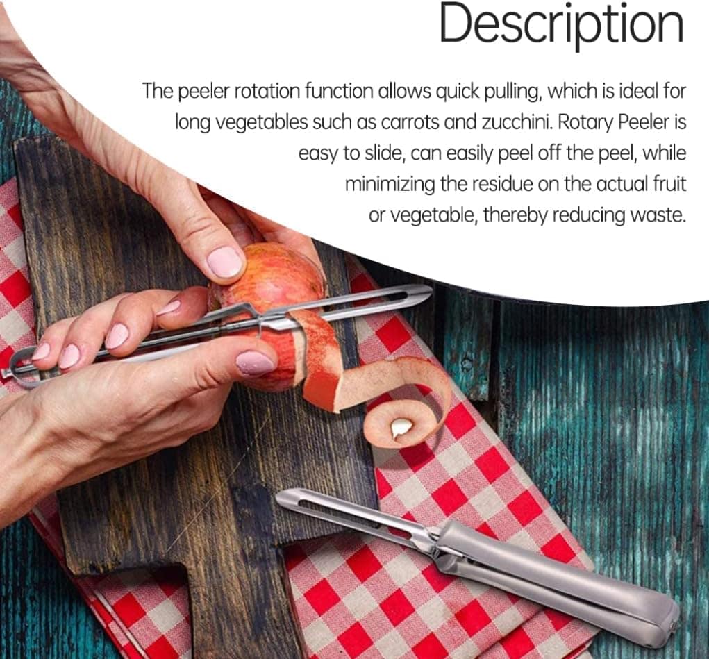 Descascador rotativo de vegetais de aço inoxidável com alça ... - Image 2