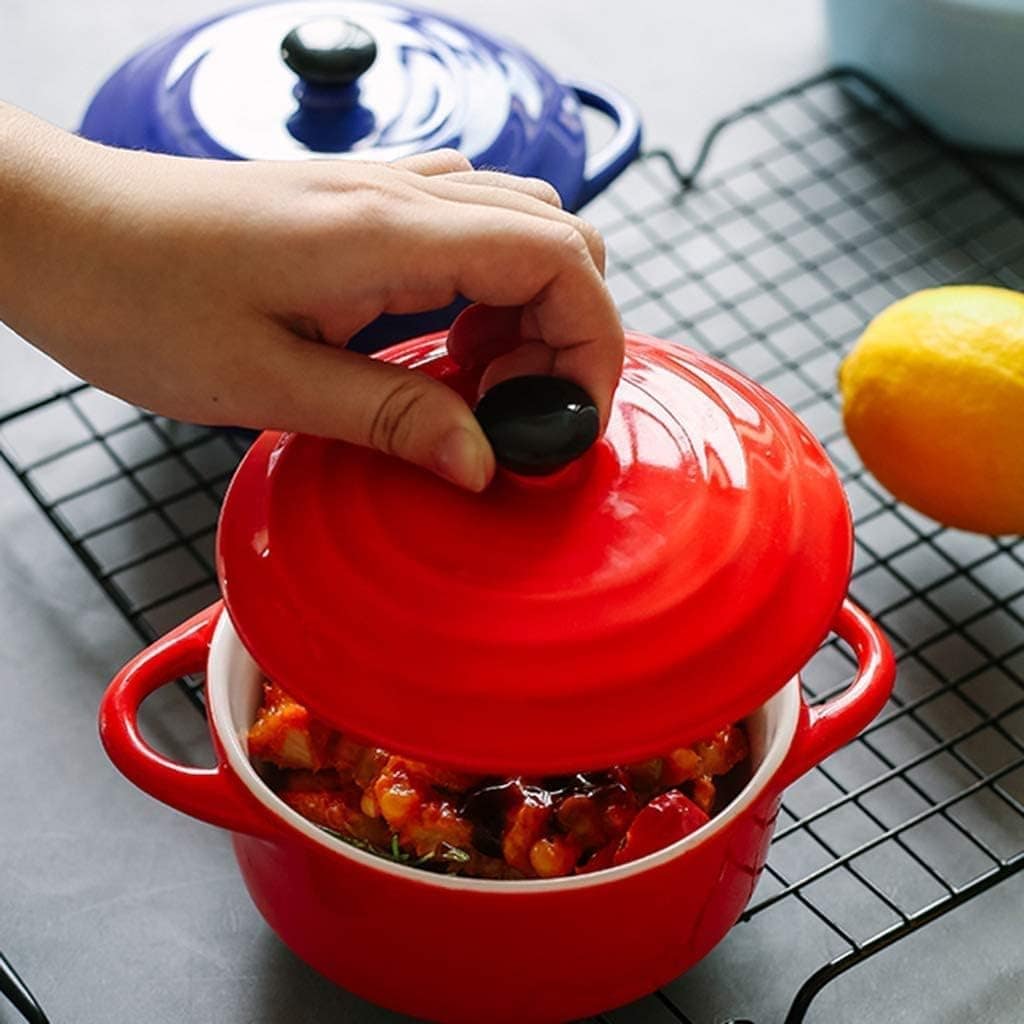 Mini Caçarola Gourmet Redonda Em Porcelana Vermelha 500ml - Image 5