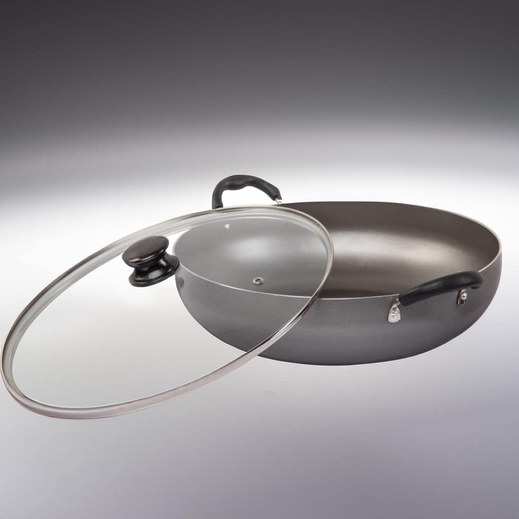 Panela Wok Antiaderente Com Tampa, 32cm, 6 Litros, Grafite - Image 3