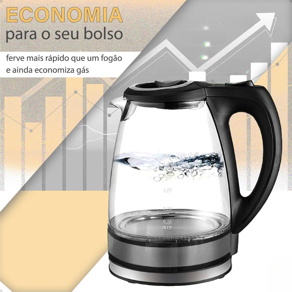 Chaleira Elétrica Auto Desligamento De Vidro 2 Litros 110V O... - Image 3