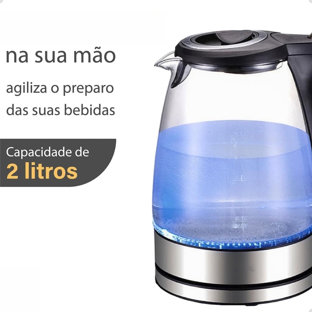 Chaleira Elétrica Auto Desligamento De Vidro 2 Litros 110V O... - Image 4